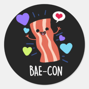 Bae-con Funny Bacon Pun Ronde Sticker