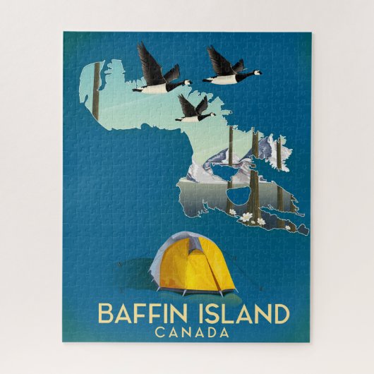 Baffin eiland kaart Canada reisposter Legpuzzel (Verticaal)