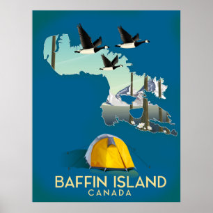 Baffin Island kaart Canada reisposter Poster