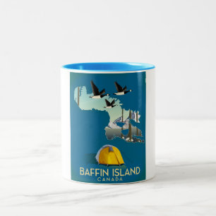 Baffin Island kaart Canada reisposter Tweekleurige Koffiemok