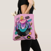 Bag 90s Retro Wolf Record Player All Over Print Tote (De près)