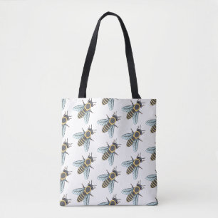 Bag Abeille (motif blanc) - Tote