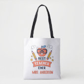 Bag Best teacher ever, Customized Cotton Canvas Tote (Devant)