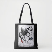 Bag Black Inky Bones Press Octopus Tote (Devant)