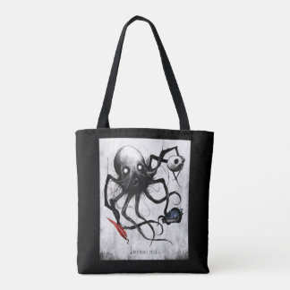 Bag Black Inky Bones Press Octopus Tote