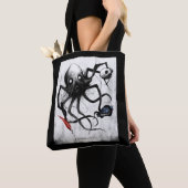 Bag Black Inky Bones Press Octopus Tote (De près)