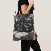 Bag Black Marble Theatre Masks - Dark Aesthetic Tote B (De près)