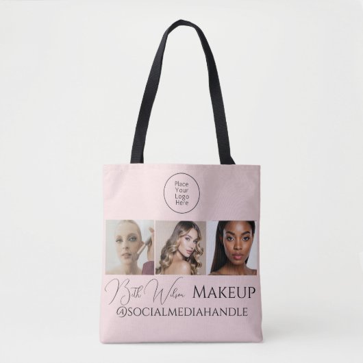 Bag Blush Pink Script Logo Photo Makeup Studio Tote  (Devant)
