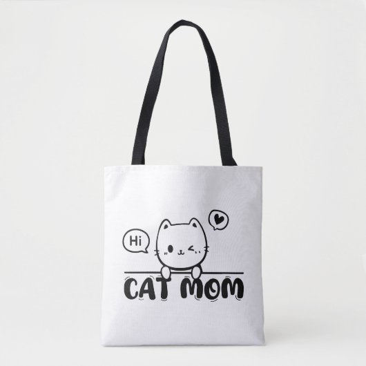 Bag cat mom funny cute gift lover black Tote (Devant)