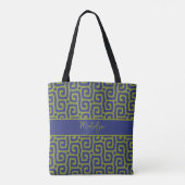 Bag Chic Olive Green Abstract Script Custom Name Tote (Dos)