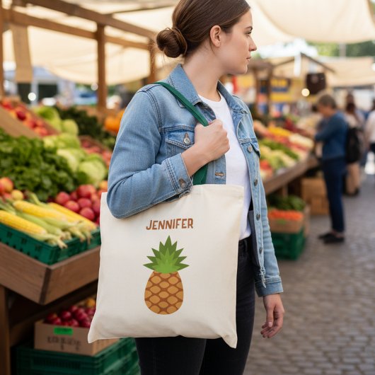 Bag Cute Cartoon Pineapple Tote with Name