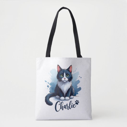 Bag Cute Cat Artwork Tote – Gift for Cat Lovers (Devant)