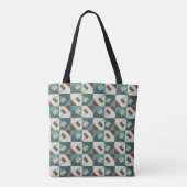 Bag Earth Grid Teal and Brown Tote (Dos)