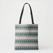 Bag Earth Grid Teal and Brown Tote (Devant)