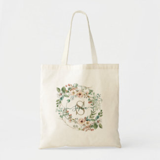 Bag Elegant Personalized Floral Monogram Name Tote