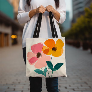 Bag Floral Tote Bag, Colorful Flower Design Tote