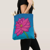 Bag Fuchsia Pink Flower with blue background Tote (De près)