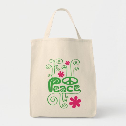 Bag Green Swirls Peace Tote (Devant)