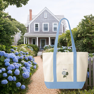 Bag Hortensia Bleu Fleurir Fleur Contraste Tote Bateau