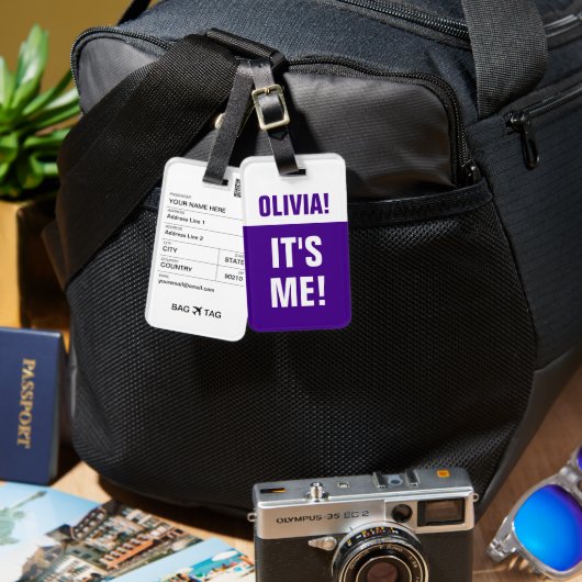 BAG LABEL -<Custom name>Ik ben het! Bagagelabel (Voorkant /achterkant)