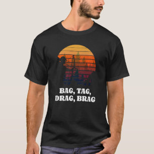 Bag Label Slepen Brag Bowhun Retro Deer Hunter T-shirt