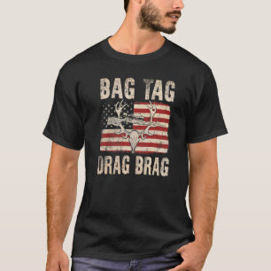 Bag Label Slepen Brag Herten Schedel Jacht T-shirt