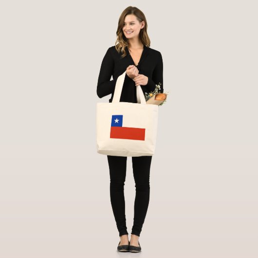 Bag met vlag van Chili Grote Tote Bag (Voorkant (model))