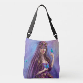 Bag Mooie vrouwenfee en blauwe vlinders Crossbody Tas