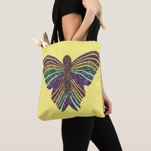Bag Papillon Arc-en-ciel (jaune) - Tote (De près)