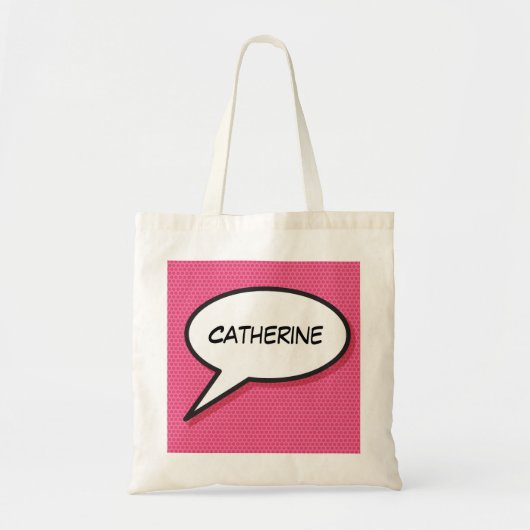 Bag Personalised Comic Book Girly Pink Tote bag. (Devant)