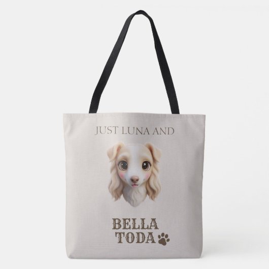 Bag Personalized Chibi Dog & Owner Name Tote (Devant)