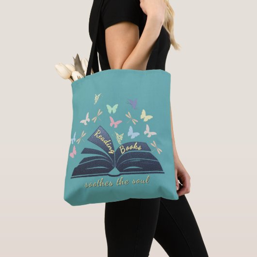 Bag Reading Books Soothes The Soul Tote (De près)