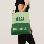 Bag Sage green script monogram initial Tote (De près)