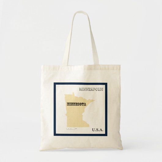 Bag Tote  - Carte de l'État du Minnesota avec ville (Devant)