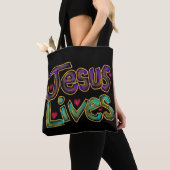Bag Tote “Jesus Lives” Christian Quote (De près)