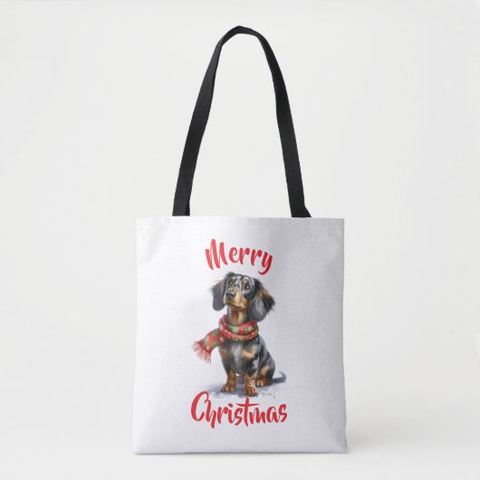 Bag Tote Joyeux Noël Dapple Dachshund (Devant)