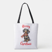 Bag Tote Joyeux Noël Dapple Dachshund (Dos)