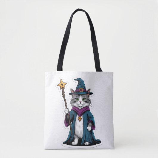 Bag Tote Mini sorcier chat avec bâton magique (Devant)