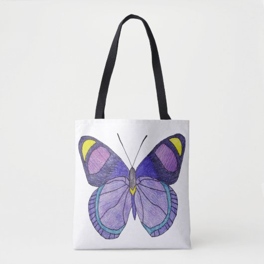 Bag Tote Partout - Papillon Violet (blanc) (Devant)