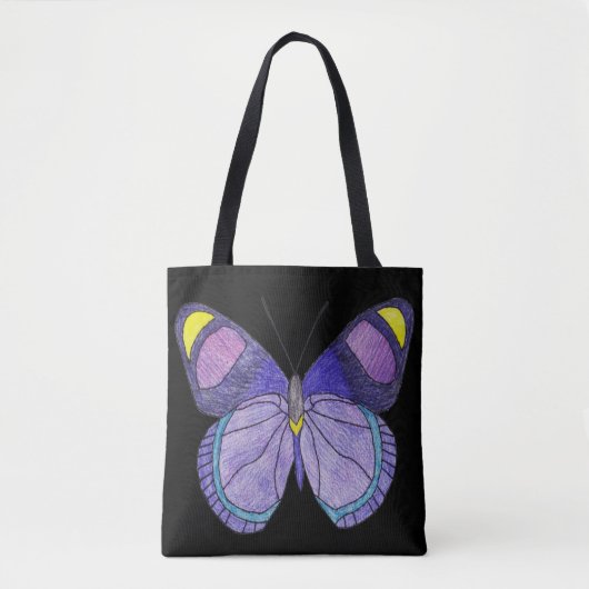 Bag Tote Partout - Papillon Violet (noir) (Devant)