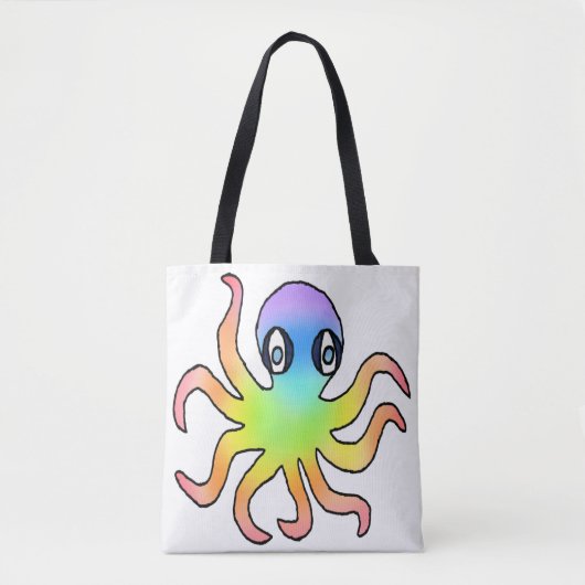 Bag Tote Partout - Pieuvre Arc-en-Ciel (blanc) (Devant)