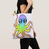 Bag Tote Partout - Pieuvre Arc-en-Ciel (blanc) (De près)