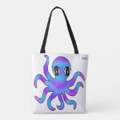 Bag Tote Partout - Pieuvre Bleu Violet (blanc) (Dos)
