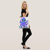 Bag Tote Partout - Pieuvre Bleu Violet (blanc) (Sur le modèle)