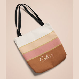 Bag Tote personnalisé Élégant rayé rose poudré
