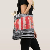 Bag Tote – Red Pulse Abstract Design (De près)
