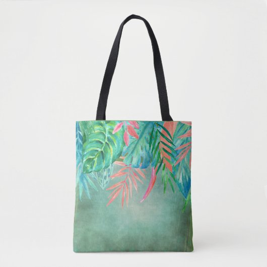 Bag Tote tropical tout en aquarelle (Devant)