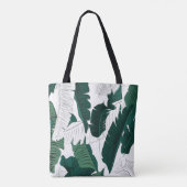 Bag Tropical Banana Leaf Pattern Tote Bag: Dark Green  (Dos)