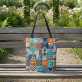 Bag Turquoise & Orange Patchwork Tote