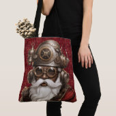 Bag Uniquely Black Steampunk Santa Large Shoulder Tote (De près)